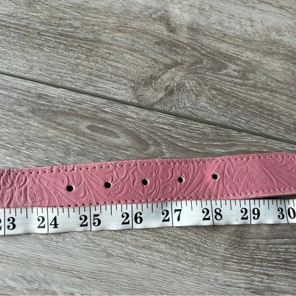 Willow Ridge Pink Suede Embossed Genuine Leather Belt - Picture 13 of 16